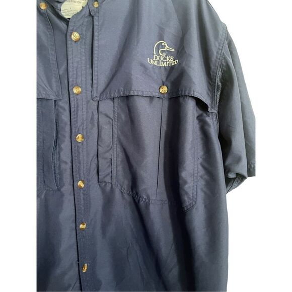 Ducks Unlimited Mens Baby Blue Short Sleeve Button Down Shirt Large - Picture 3 of 13